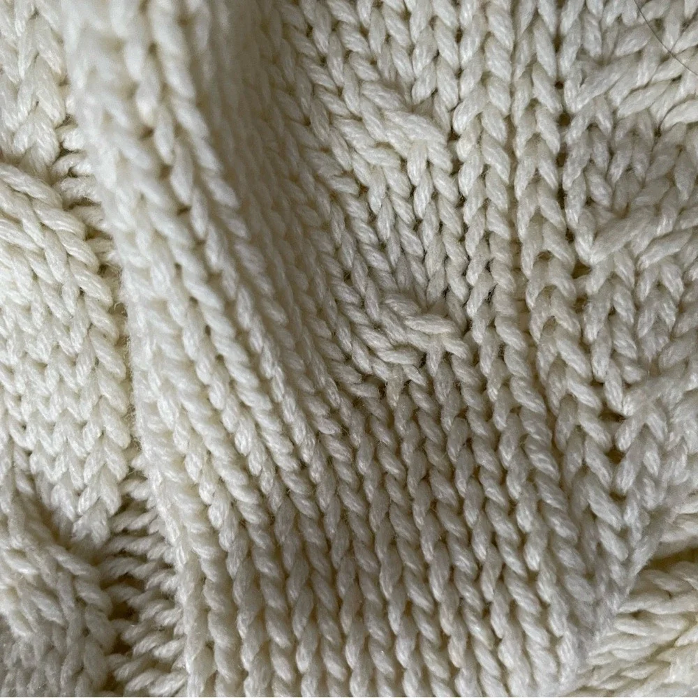 Vintage Cream Cable Knit Women Sweater,‎ M